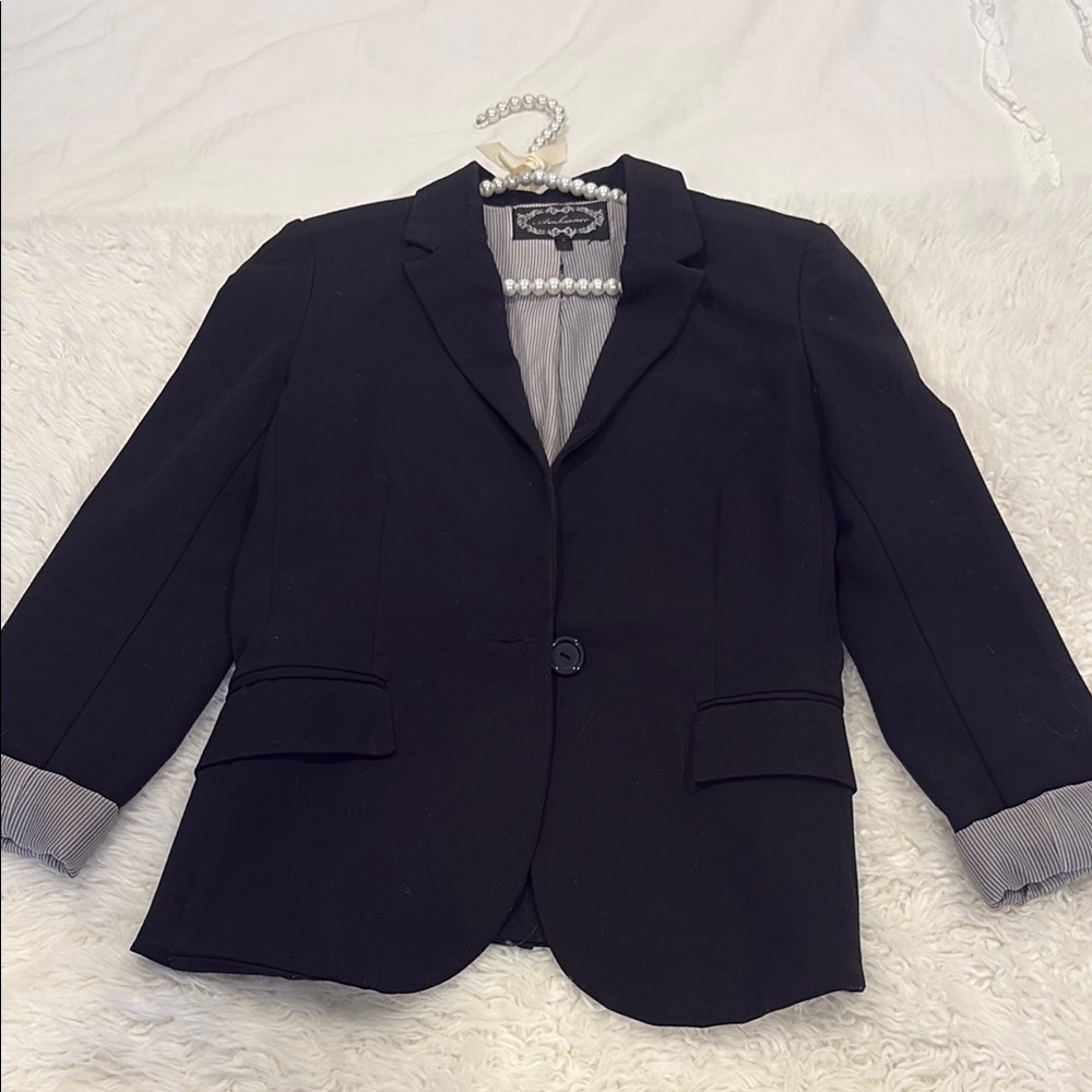 Women's Blazer by Ambience-with cuff lining in black